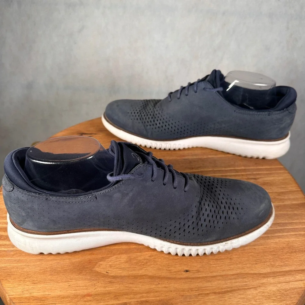 Cole Haan 2.ZeroGrand Oxford Mens 12 Navy Good Laser Wingtip C23806